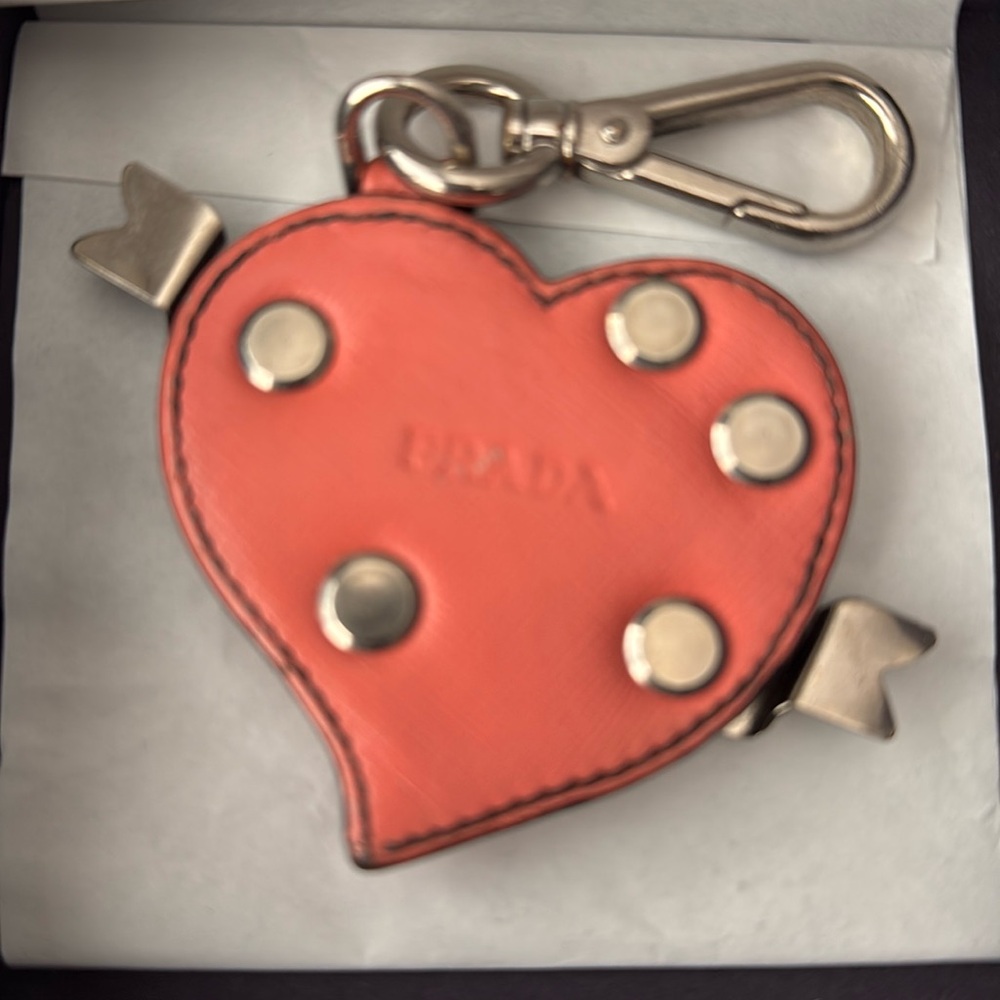 Prada Logo Leather Keychain Keyring Charm
